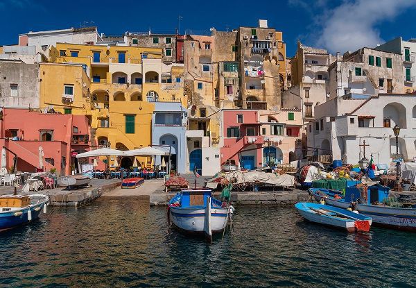 Jaynes Gallery 아티스트의 Europe-Italy-Procida-City houses and boats in Marina Corricella작품입니다.